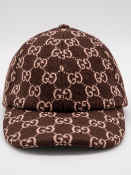 Gucci Women\'s Wool Brown Baseball Cap Hat GG Print Size L main image 2